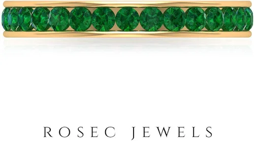 Miniatura 7 de 1.50 Cttw Natural Emerald Full Eternity Band Ring in Channel Set (May Birthstone, AAA Quality), 14K Solid Gold