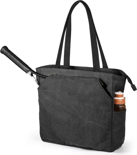 Miniatura 9 de SMRITI Tennis Tote Bag Canvas, Large Sports Handbag Tennis Racket Bag for Women, Portable Tennis Racquet Shoulder Bag for Badminton, Pickleball