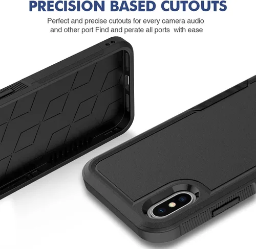 Miniatura 6 de Funda para iPhone X/iPhone Xs: funda protectora de doble capa resistente para teléfono celular, a prueba de golpes, resistente, con protector