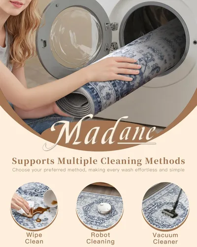 Miniatura 253 de Madane Tapete lavable de 2 x 10 pies para pasillo, cocina, recibidor, clásico, suave, antideslizante para interiores, casa de campo, baño, sala