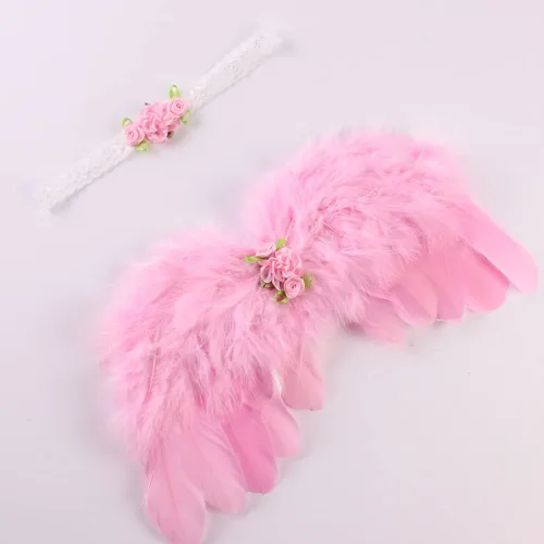 Miniatura 3 de Surakey Atuendos para bebé recién nacido, alas de ángel de plumas con diadema, accesorios para el cabello, accesorios para el cabello, trajes