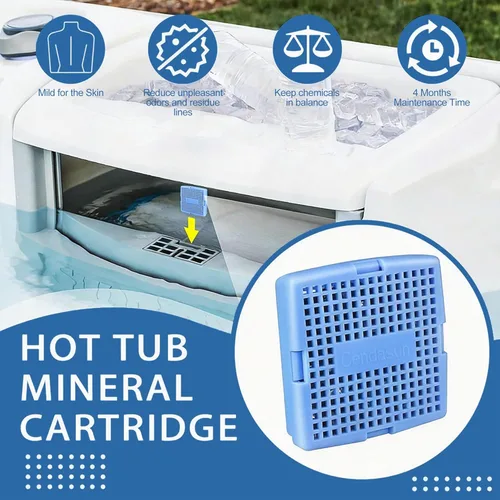 Miniatura 2 de Cartucho mineral para bañera de hidromasaje, cartucho de sistema de sal de agua dulce de iones plateados, limpia y aclara el agua del spa durante 4