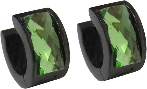 Miniatura 15 de Aretes de aro de acero inoxidable con cristal multicolor negro para hombres y mujeres Azul Oscuro