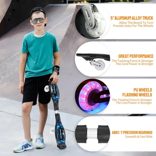 Miniatura 6 de Tabla giratoria, patineta junior de lujo con ruedas iluminadoras para más emoción, diversión y visibilidad, Twistboard para niños de 8 años