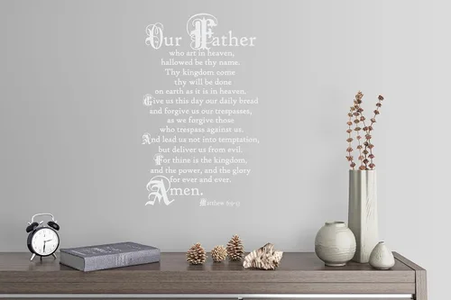 Miniatura 7 de 38"x24" Lord's Prayer Our Father Who Art in Heaven Give Us This Day Our Daily Bread Amen Mateo 6:9-13 - Adhesivo decorativo para pared