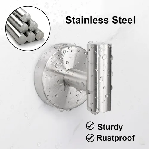 Miniatura 4 de TocTen Gancho para toallas de baño, paquete de 3 ganchos para bata de pared, gancho de acero inoxidable SUS 304, gancho de toalla resistente