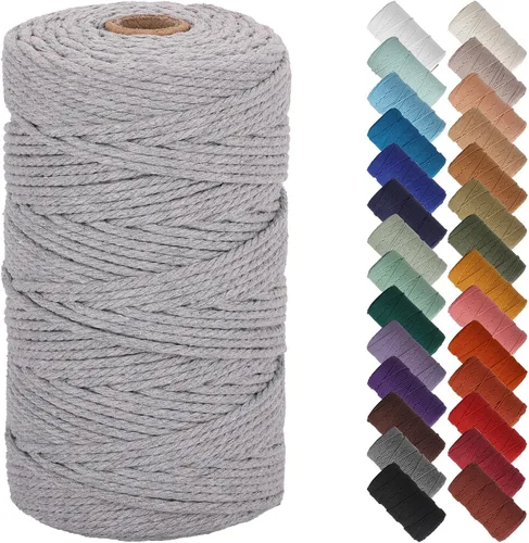 Miniatura 107 de NOANTA - Cuerda de macramé color beige natural, 1/8 pulgadas (3 mm) x 109 yardas (100 metros), cuerda de algodón colorido para colgar en la pared