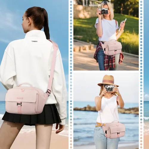 Miniatura 6 de MOSISO Bolsa de Hombro para Cámara Estuche Bolso Cruzado Bandolera, DSLR/SLR/Sin Espejo Compacto Acolchado Bolso de Mano para Fotografía con Rosa