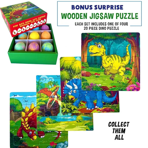 Miniatura 6 de Bombas de baño para niños con juguetes sorpresa en el interior, rompecabezas de dinosaurio, juego de 9 bombas de baño orgánicas de huevo de Huevo