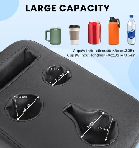Miniatura 6 de Portavasos de Coche Mejorado con Correas de Seguridad Duales, Portavasos para Asiento Trasero de Coche, Portavasos de Camión de Cuero PU