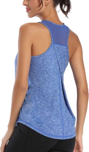 Miniatura 3 de Aeuui - Camisa de malla sin mangas y con espalda cruzada para mujer para entrenar o hacer yoga ropa de gimnasio