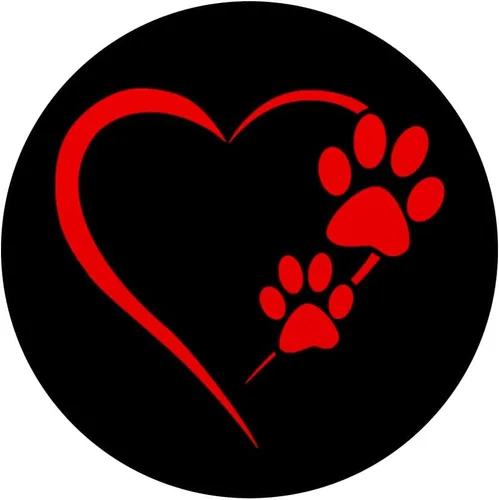 Miniatura 3 de Pata de perro con diseño de corazón rojo con diseño de pata de perro, color negro