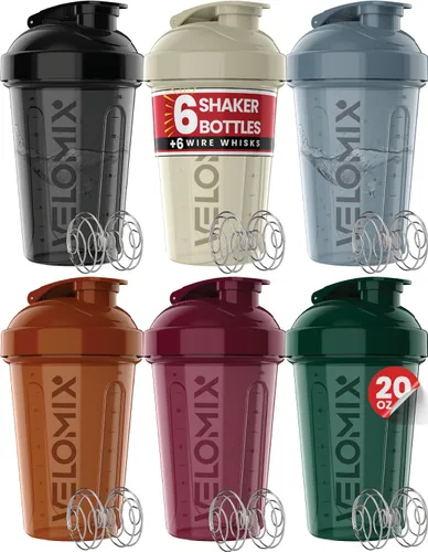 Miniatura 9 de VELOMIX -PAQUETE DE 6- Vasos Agitadores para Batidos de Proteínas de 20 oz - 6x Batidor de Alambre Botella Agitadora de Proteínas a Prueba