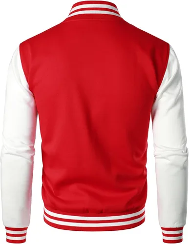 Miniatura 3 de HOOD CREW Chaqueta de béisbol Varsity para hombre de mezcla de algodón
