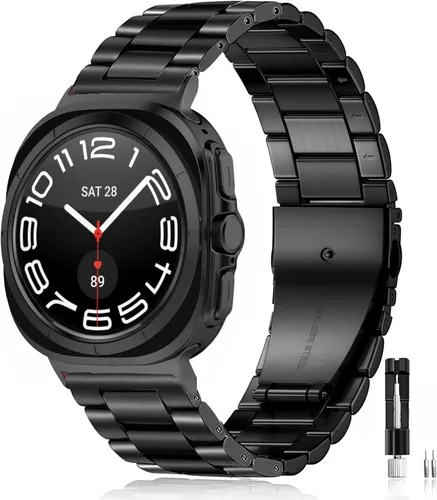 Miniatura 8 de Olytop para Galaxy Watch Ultra Correas 47mm (2024/2025), Correa de Reemplazo de Pulsera de Acero Inoxidable Metálica para Negocios, Hombres y Negro