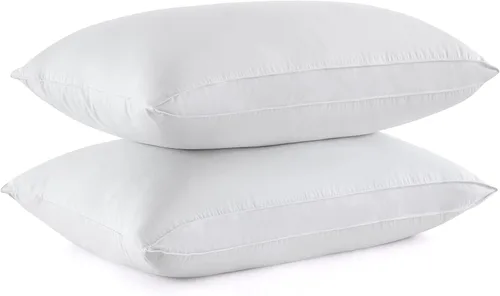 puredown® Almohadas de Plumas y Plumón de Ganso para Dormir, Almohadas de Cama Suaves para Dormir con Funda de Algodón 100%, Juego de 2, Tamaño King