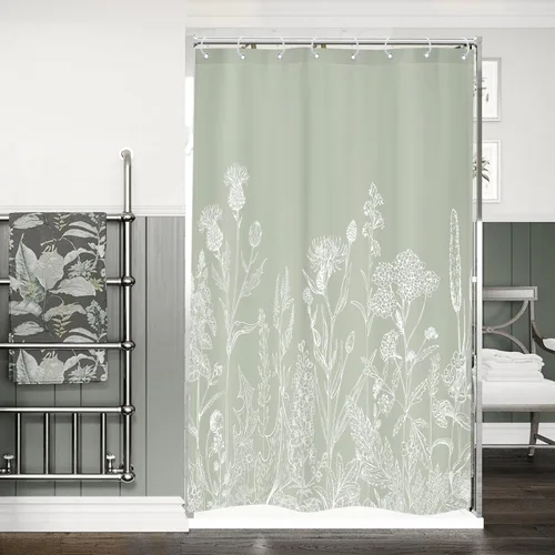 Miniatura 25 de Riyidecor - Cortina de ducha con estampado de flores silvestres para decorar un baño pequeño o una ventana, 36 pulgadas de ancho x 72 pulgadas