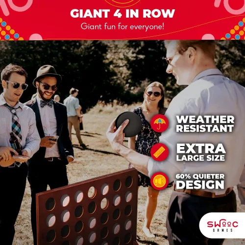 Miniatura 2 de SWOOC Games - Juego gigante prémium cuatro en una fila (todo tipo de clima) con funda de transporte y diseño 60% más silencioso, conexión gigante, 4