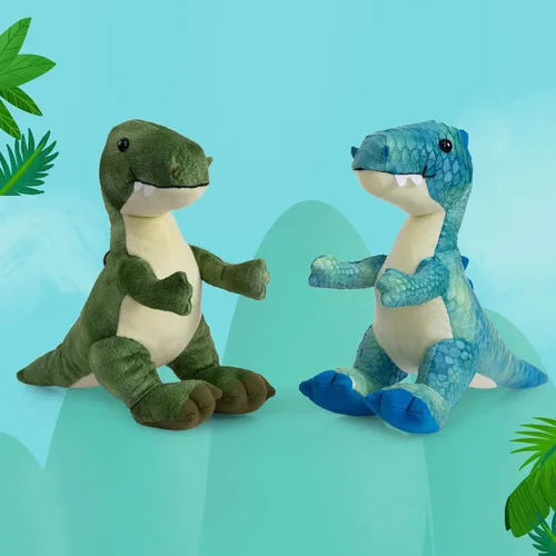 Miniatura 8 de HollyHOME Juguete de dinosaurio T-Rex de peluche con escamas texturizadas suaves y realistas, lindo regalo de dinosaurio para niños, azul y blanco