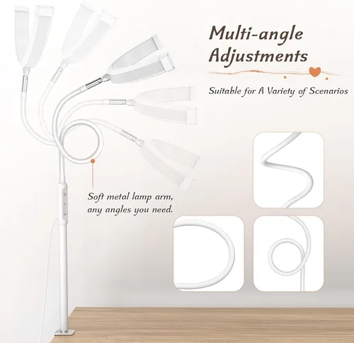 Miniatura 3 de Mznoo Luz Media Luna con Pinza, Lámpara de Mesa LED para Manicura, Lámpara de Escritorio para Uñas, Extensiones de Pestañas, Cuidado de la Piel