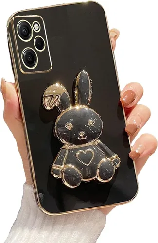 Miniatura 100 de Estuche con soporte de conejo de corazón para Xiaomi Redmi Note 10S, galvanizado suave TPU protector delgado a prueba de golpes con lindo conejito