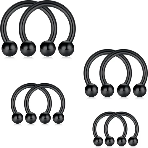 Miniatura 11 de D.Bella Anillos de herradura para el tabique de nariz de acero quirúrgico 16G 18G 20G Joyería de piercing para nariz, cartílago, hélix, tragus, aro