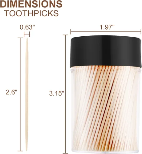 Miniatura 3 de Palillos de dientes de madera de bambú [3000 unidades]: con 2 soportes para palillos de dientes reutilizables, palillos de dientes resistentes