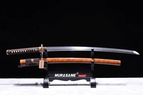 Miniatura 2 de MURASAME Katana Sword T10 - Maquinilla de afeitar de acero templado de 41 pulgadas, hoja afilada, espiga completa hecha a mano Dragón amarillo