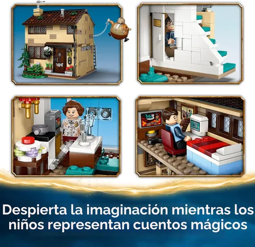 Miniatura 4 de LEGO Harry Potter Privet Drive: La Visita de la Tía Marge Juguete para Niños - Rincón de libros para construir y decoración de habitación para niños