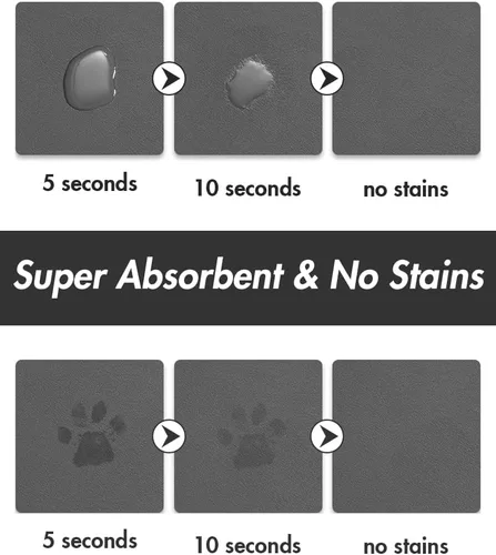 Miniatura 2 de Alfombrilla absorbente para comida de perros - Alfombrilla para cuenco de comida y agua, alfombrilla para comida de mascotas de secado rápido