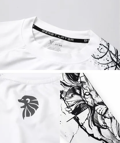 Miniatura 5 de HUGE SPORTS Camisas de baño para hombre de manga larga UPF 50+ con protección contra erupciones solares y protección UV Blanco (White Lion)