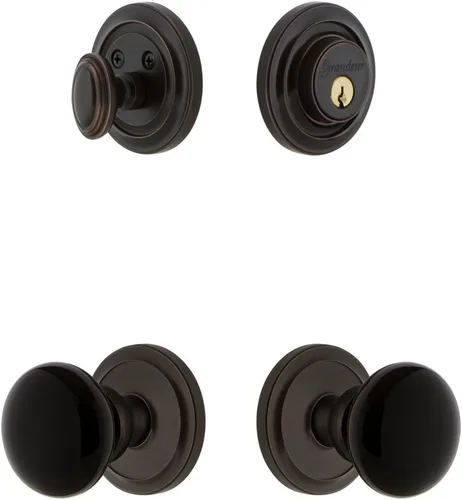 Miniatura 6 de Grandeur Hardware 853300 Roseta circular con perilla Coventry y cerrojo a juego, tamaño del respaldo: 2.375 pulgadas, latón de por vida bronce
