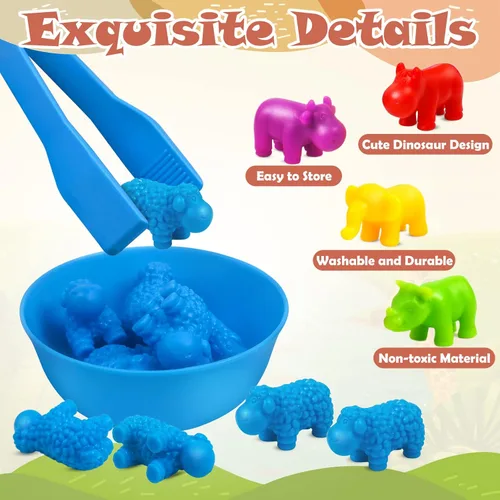 Miniatura 2 de GKDOMS Juguetes de conteo de animales, juego a juego con cuencos de clasificación, actividades de aprendizaje preescolar, juguete sensorial