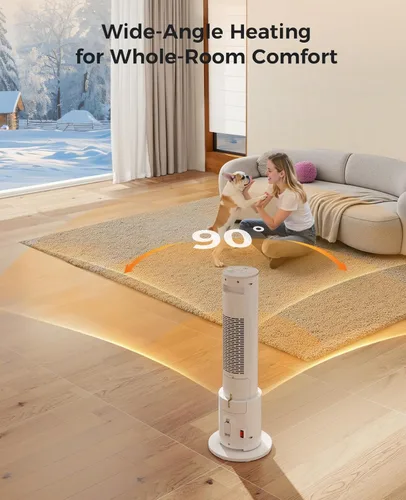 Miniatura 6 de Calentador de espacio con humidificador, calentadores de torre portátiles para uso en interiores, control remoto, termostato ajustable, 3 modos