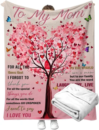 Miniatura 2 de Manta para mamá de hija o hijo, regalo de cumpleaños personalizado con árbol del amor, Navidad, día de la madre, manta suave y acogedora para mamá