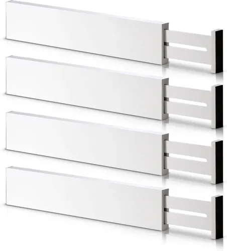 Paquete de 4 separadores de cajones de bambú de 2.6 pulgadas de alto, longitud ajustable de 12 a 17 pulgadas, separadores organizadores de cajones