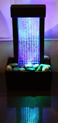 Miniatura 3 de Nature's Mark Fuente de mesa de 10" H con vidrio agrietado, espectáculo de luces, con rocas naturales de río y luces LED que cambian