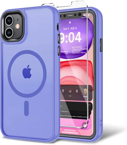 Miniatura 106 de Funda para iPhone 11 con protector de pantalla, compatible con MagSafe, ultra delgada, translúcida, mate, a prueba de golpes, color negro
