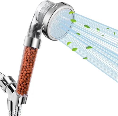 – Cabezal de ducha filtrado para agua dura, cabezales de ducha de alta presión de 3 modos con pulverización de mano, juego de cabezal de ducha Gris