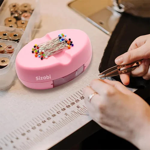 Miniatura 6 de Sizobi Soporte magnético para pasadores con 100 pines rectos de cabeza de bola, organizador magnético de aguja, soporte de pasador de bobby, soporte