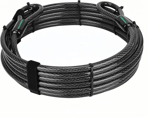 Miniatura 10 de Cable de seguridad resistente a los cortes de 15 pies x 1/2 pulgadas Acero trenzado flexible recubierto de vinilo con extremos en bucle Cable