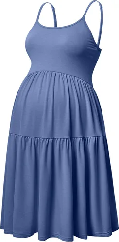 Miniatura 171 de GINKANA Vestido de maternidad sin mangas para mujer, con tirantes ajustables, vestido casual de verano para uso diario o baby shower