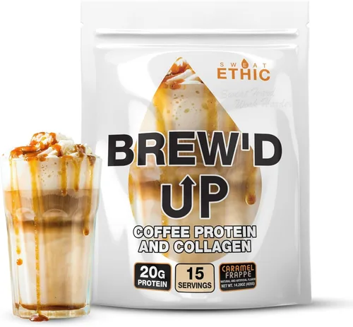 Sweat Ethic Brew'D UP - Café con proteína de colágeno, aislado de suero de leche y péptidos de colágeno, cafeína natural, baja lactosa, sin azúcar