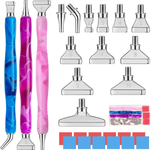 Miniatura 14 de Sttargxing Kit de 27 bolígrafos de pintura de diamante, 12 puntas de acero inoxidable con 12 arcilla, accesorios de pintura de diamante 5D, repuesto