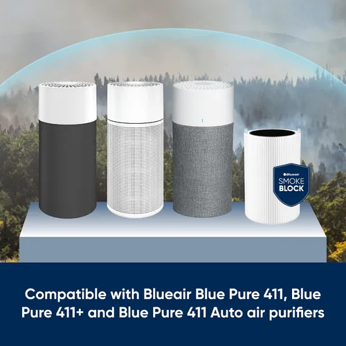 Miniatura 2 de BLUEAIR Blue Pure - Filtro de repuesto original SmokeBlock serie 411, carbono extra que captura el 99.99% del humo de incendios forestales, se