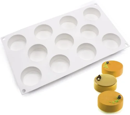Miniatura 2 de Molde de silicona de cilindro plano para hornear, cubierta de chocolate, galletas, sándwich, muffins, magdalenas, pasteles, pudín, gelatina