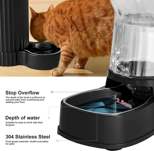 Miniatura 4 de Gardner Pet - Dispensador automático de agua por gravedad para perros, alimentador de acero inoxidable, 100% libre de BPA, gran capacidad para Oscuro