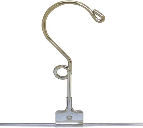 Miniatura 4 de 25 perchas tamaño 12 pulgadas alambre de metal cromado pantalón falda clip pellizco agarre accesorio exhibición al por menor ropa para adultos