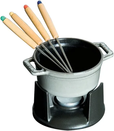 Miniatura 2 de Staub Juego de mini fondue de chocolate de hierro fundido de 0.25 cuartos - Negro mate, fabricado en Francia
