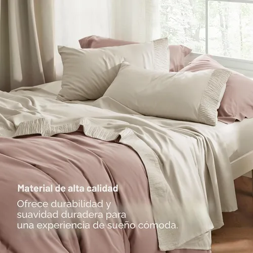 Miniatura 5 de Bedsure - Juego de sábanas tamaño king, 4 piezas, suaves, transpirables y refrescantes, ropa de cama de microfibra de poliéster de fácil cuidado 03